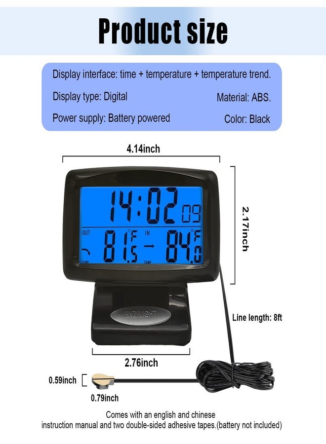 KVAEY Car Digital Thermometer Clock, Dashboard Luminous Thermometer Date Clock with LCD Backlight Display, Vehicle Indoor Outdoor Multifunctional 2 in 1 Dual Fahrenheit Date Clock - Image 2